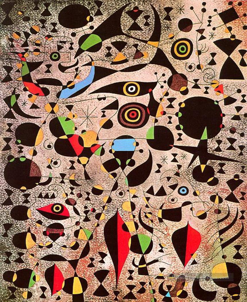 Femme encerclée par le vol d’un oiseau Joan Miro Peintures à l'huile
